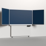 Klapp-Schiebetafel wandmontiert, mit Fuß, Mittelfläche 200x120 cm, Stahlemaille blau 